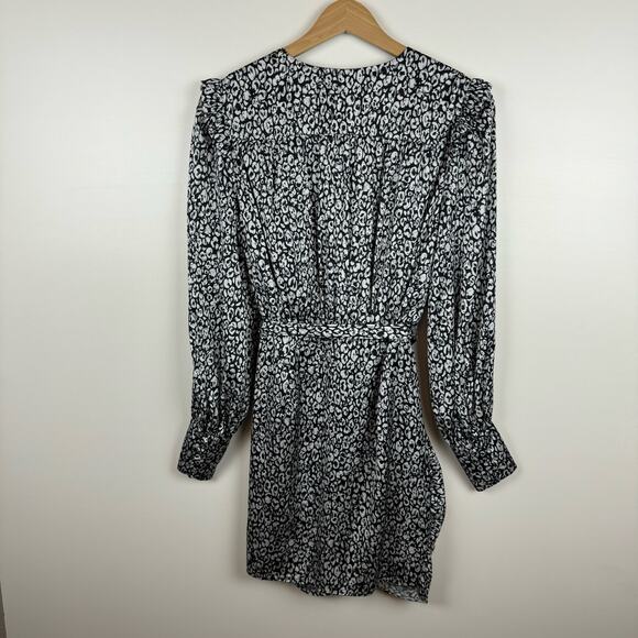 L'Academie Joyce Belted Mini Cocktail Dress Black White Abstract Cheetah Size S - Picture 8 of 16